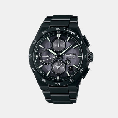 Astron Men Solar Sparkling Blue Dial Chronograph Stainless Steel Watch SSH145J1