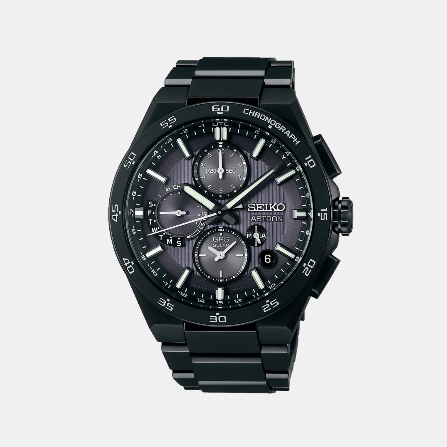 Astron Men Solar Sparkling Blue Dial Chronograph Stainless Steel Watch SSH145J1