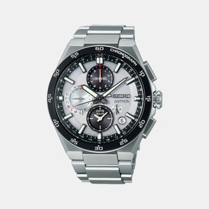 Astron Men Solar Sparkling Blue Dial Chronograph Stainless Steel Watch SSH153J1