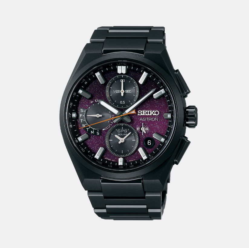 Astron Yozakura Cherry Blossom by Night - Limited Edition Men Solar Purple Dial Chronograph Stainless Steel Watch SSH171J1