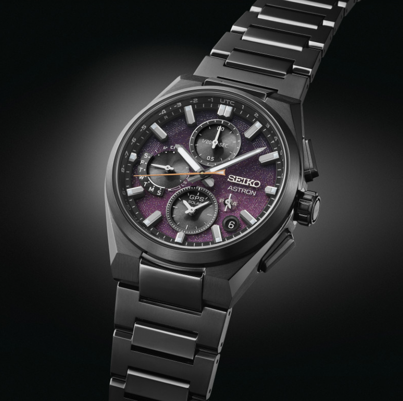 Astron Yozakura Cherry Blossom by Night - Limited Edition Men Solar Purple Dial Chronograph Stainless Steel Watch SSH171J1
