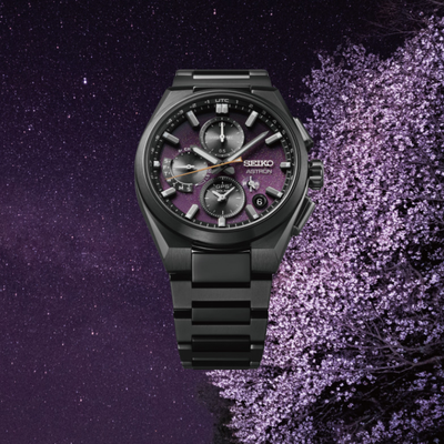 Astron Yozakura Cherry Blossom by Night - Limited Edition Men Solar Purple Dial Chronograph Stainless Steel Watch SSH171J1