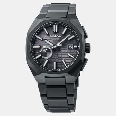 Astron Men Solar Black Dial Analog Stainless Steel Watch SSJ015J1