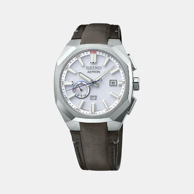 Astron Men Solar White Dial Analog Stainless Steel Watch SSJ019J1