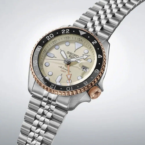 Seiko 5 Sports GMT Asian Limited Edition Mechanical Cream Dial 42.5mm Men SSK046K1