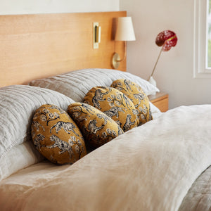 Tiger Jacquard Round Pillow by Sarah Sherman Samuel