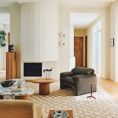 Irregular Checkerboard Hand-Knotted Wool Rug by Sarah Sherman Samuel