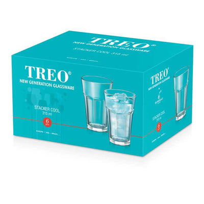 Treo by Stacker Cool 315 Water Glass Tumbler | Transparent | Set of 6 Pcs