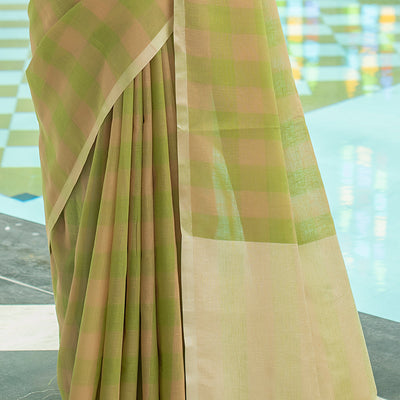 Fern Green Linen Saree