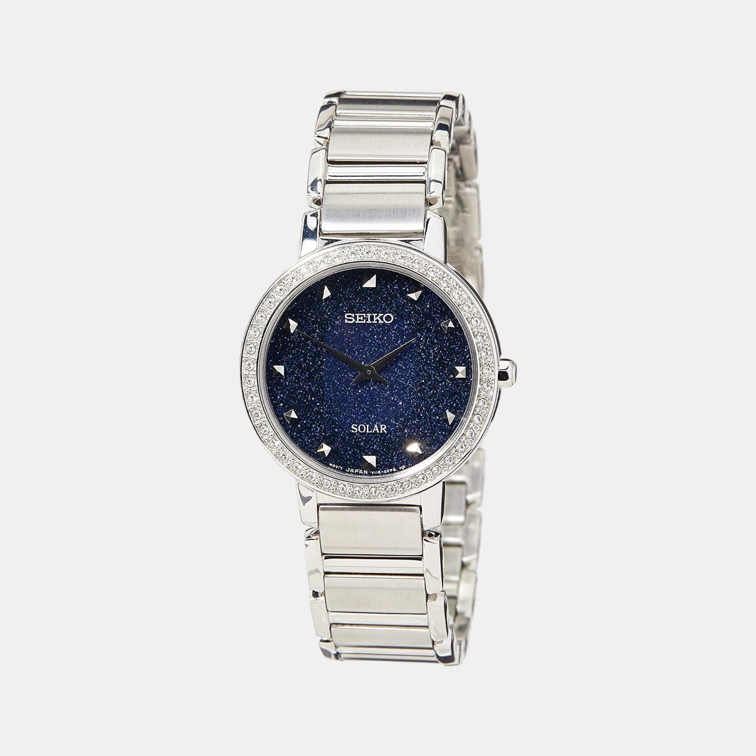 Dress Women Solar Blue Dial Analog Stainless Steel Watch SUP433P1