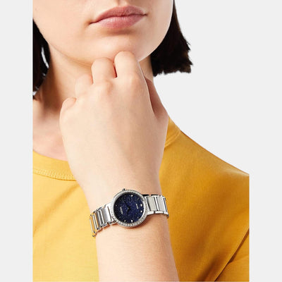 Dress Women Solar Blue Dial Analog Stainless Steel Watch SUP433P1