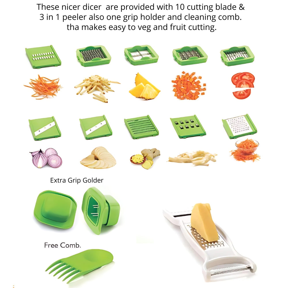 Super Mom 14 in One Unbreakable ABS Body Nicer Dicer | Green
