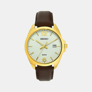 Dress Men Quartz White Dial Analog Leather Watch SUR216P1