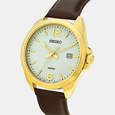 Dress Men Quartz White Dial Analog Leather Watch SUR216P1