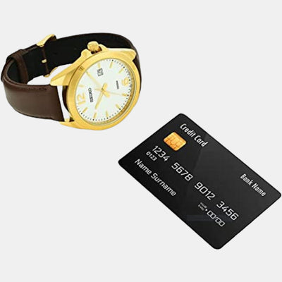 Dress Men Quartz White Dial Analog Leather Watch SUR216P1