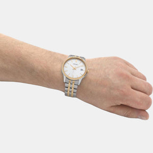 Dress Men Quartz White Dial Analog Stainless Steel Watch SUR402P1