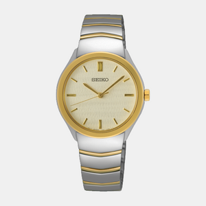 Dress Women Quartz Yellow Dial Analog Stainless Steel Watch SUR550P1