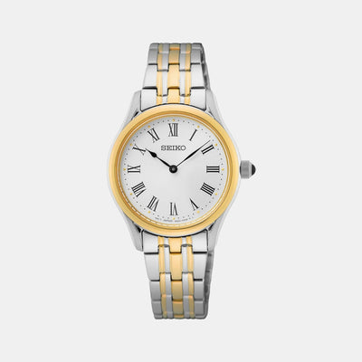 Dress Women Quartz White Dial Analog Stainless Steel Watch SWR070P1