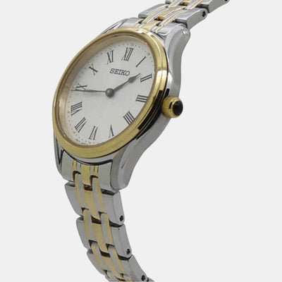 Dress Women Quartz White Dial Analog Stainless Steel Watch SWR070P1