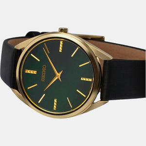 Dress Quartz Watch Women Quartz Green Dial Analog Leather Watch SWR080P1