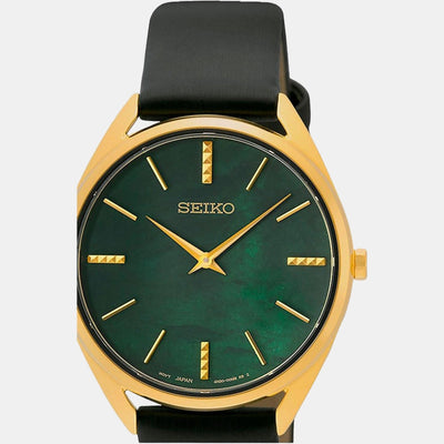 Dress Quartz Watch Women Quartz Green Dial Analog Leather Watch SWR080P1