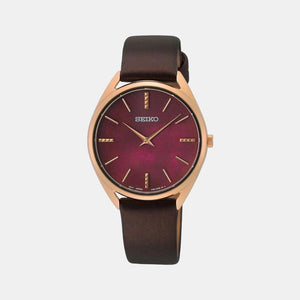 Dress Quartz Watch Women Quartz Pink Dial Analog Leather Watch SWR082P1