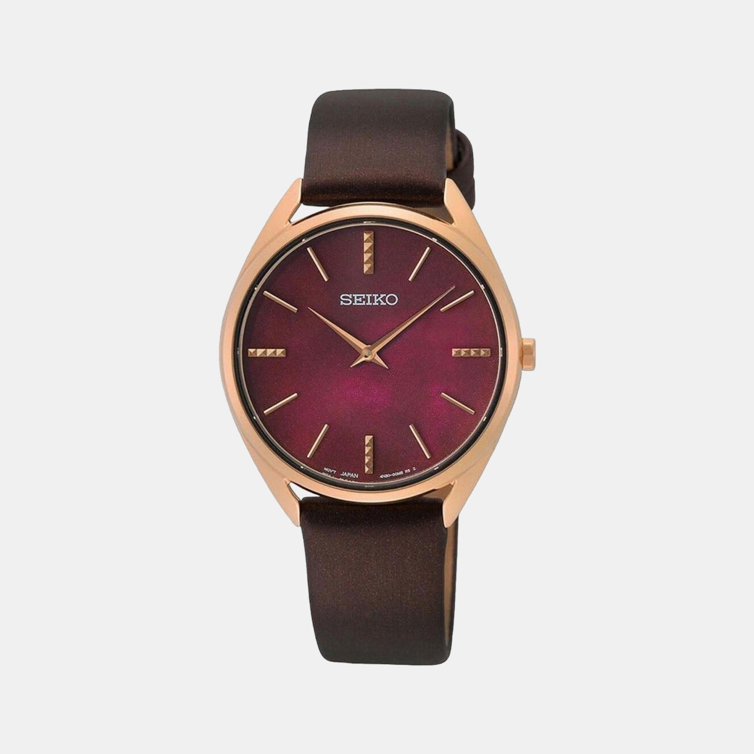 Dress Quartz Watch Women Quartz Pink Dial Analog Leather Watch SWR082P1
