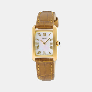 Classic Women Quartz White Dial Analog Leather Watch SWR100P1