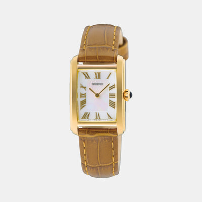 Classic Women Quartz White Dial Analog Leather Watch SWR100P1