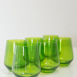 Estelle Colored Wine Stemless - Set of 6 {Forest Green}