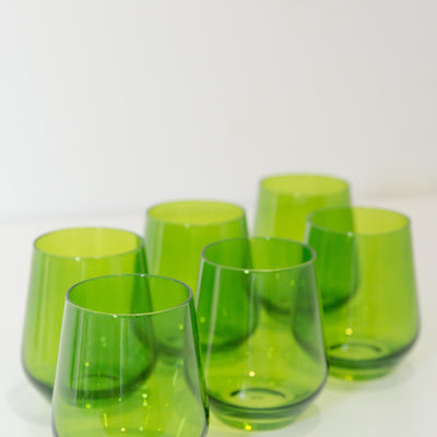 Estelle Colored Wine Stemless - Set of 2 {Forest Green}