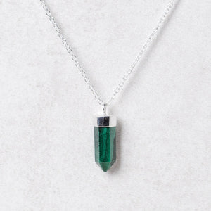 Delicate Genuine Malachite Crystal Point Necklace