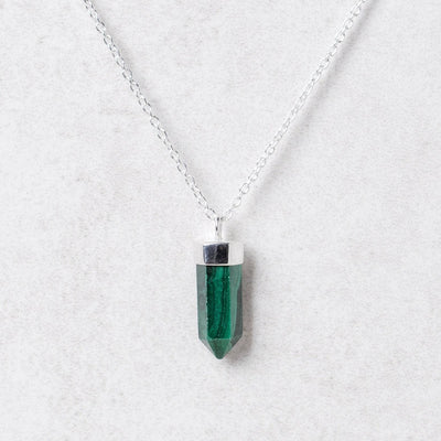 Delicate Genuine Malachite Crystal Point Necklace