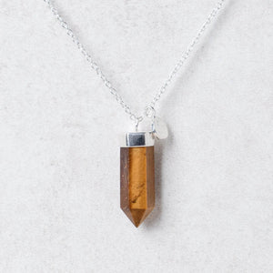 Tiger Eye Crystal Point Necklace