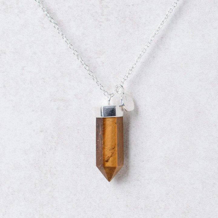 Tiger Eye Crystal Point Necklace