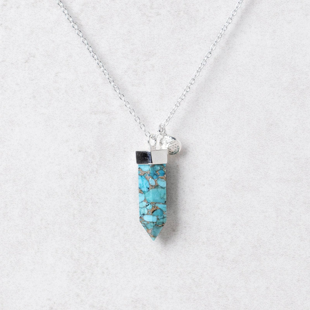 Genuine Turquoise Crystal Point Necklace