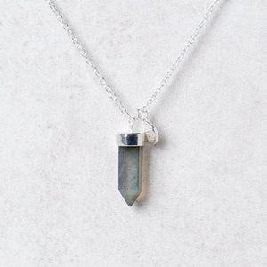 Delicate Labradorite Crystal Point Necklace