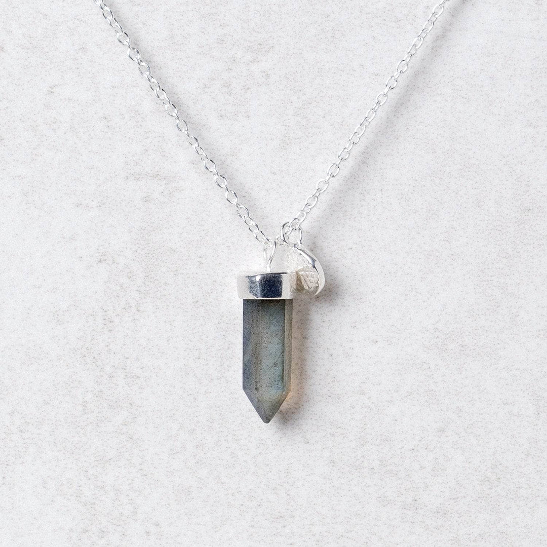 Delicate Labradorite Crystal Point Necklace