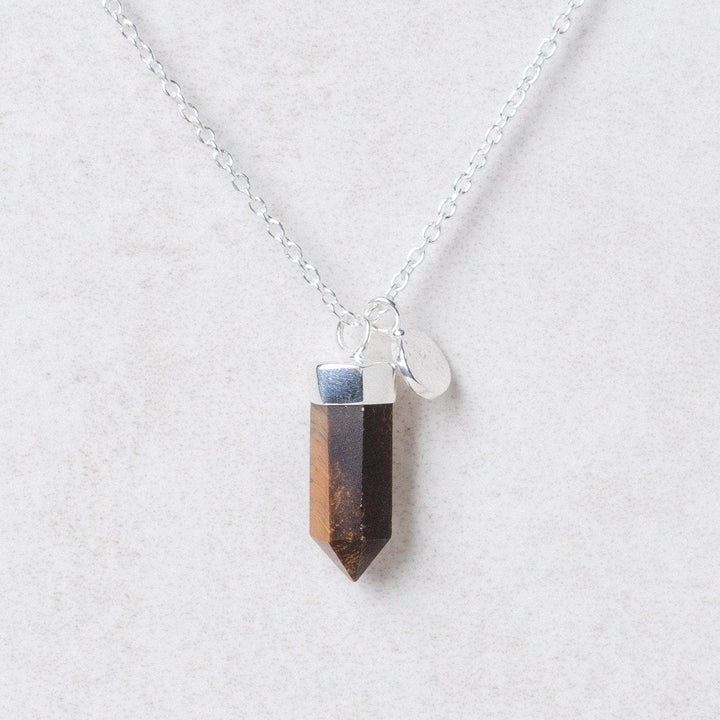 Delicate Tiger Eye Crystal Point Necklace