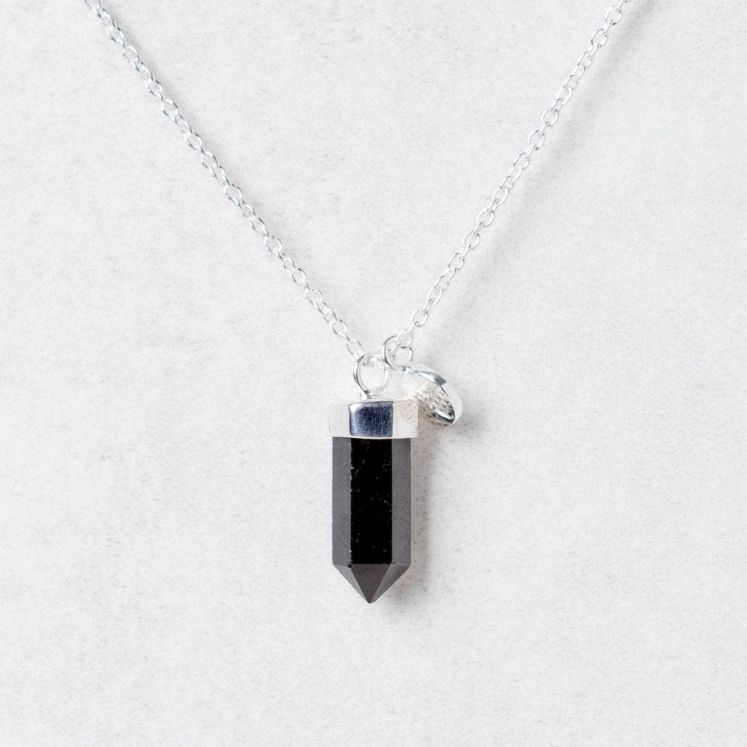 Delicate Black Tourmaline Crystal Point Necklace