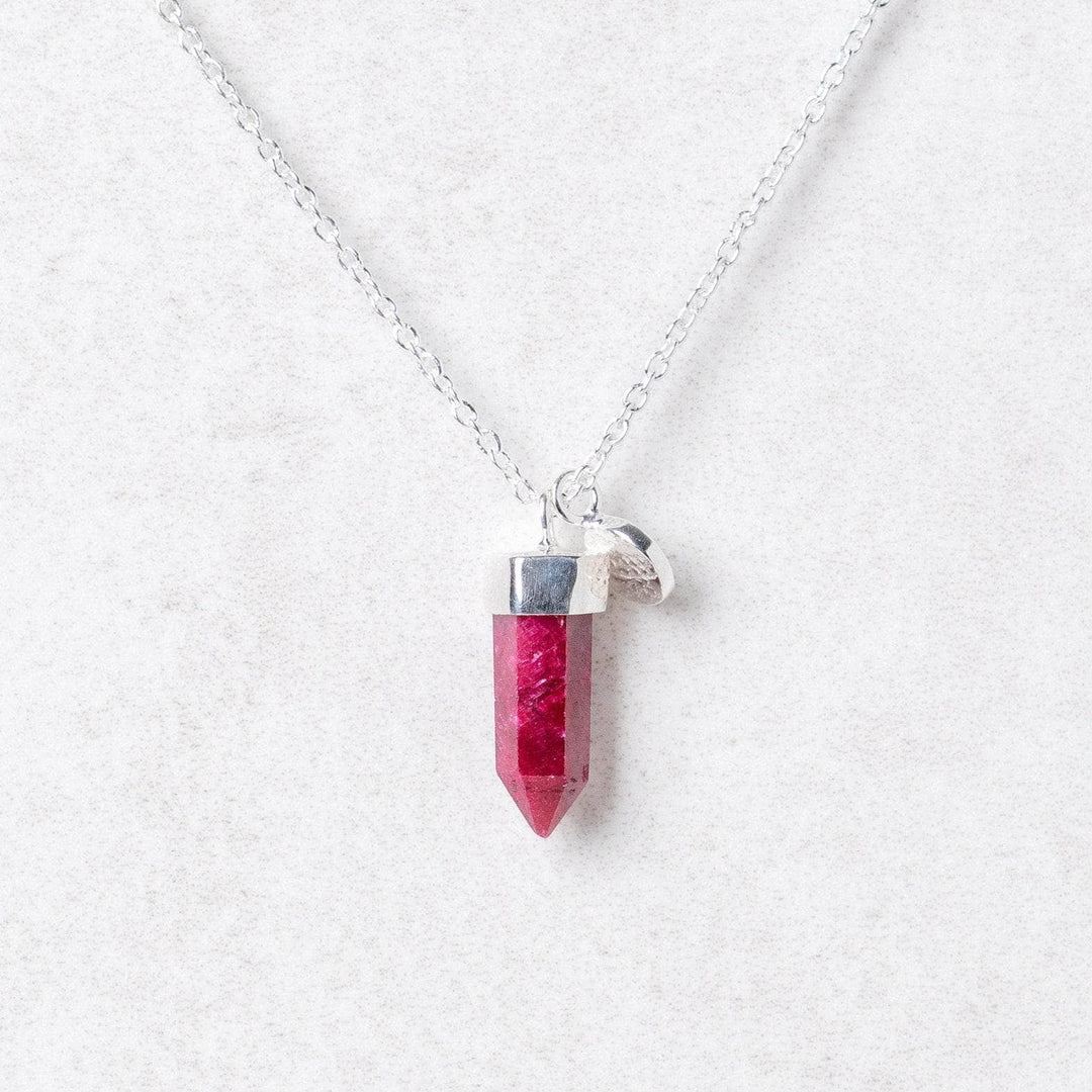 Delicate Ruby Crystal Point Necklace