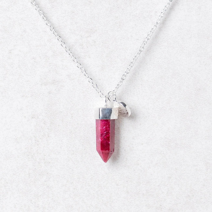 Delicate Ruby Crystal Point Necklace