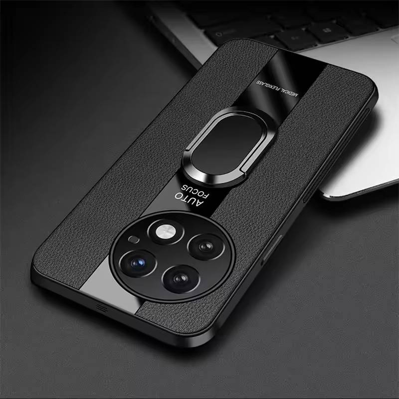 Plexiglass Luxury Leather Ring Case - OnePlus