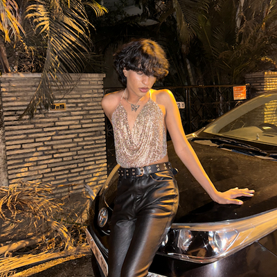 Stardust Rhinestone Gold Top