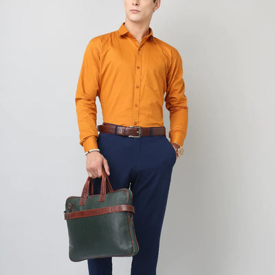 Frankshop Classic Pure Cotton Mustard Color Blend Solid Shirts