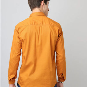 Frankshop Classic Pure Cotton Mustard Color Blend Solid Shirts