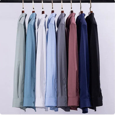 Plain Cotton Blend Solid Shirts (Navy Blue)