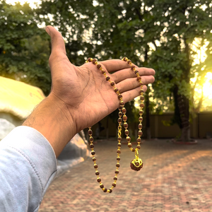 7 Mukhi Rudraksha Necklace Om Shree Design Gold Plated