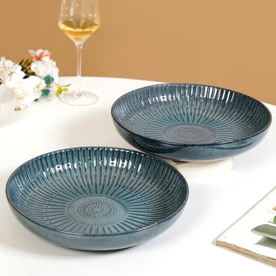 Set Of 2 Spiral Design Large Serving Dishes 1800ml
