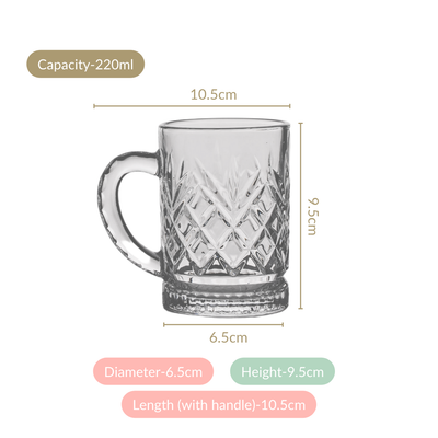 Engraved Glass Mugs Set Of 6 220ml